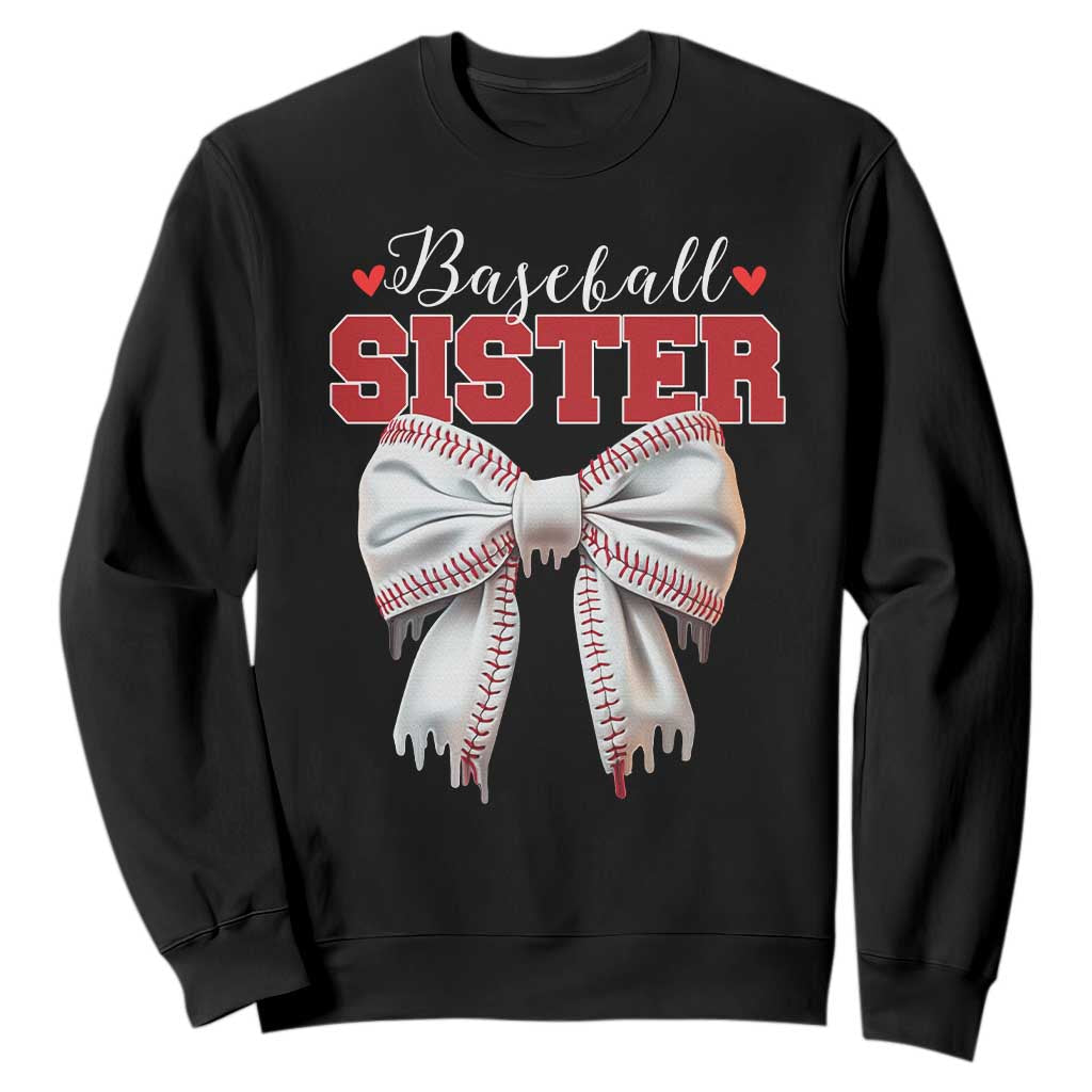 Baseball Sister Sweatshirt Soft Ball Game Day Dripping Ice Cream Coquette Bow TS02 Black Print Your Wear