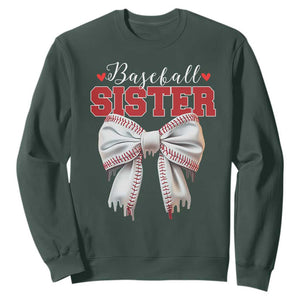 Baseball Sister Sweatshirt Soft Ball Game Day Dripping Ice Cream Coquette Bow TS02 Dark Forest Green Print Your Wear