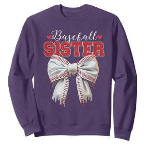 Baseball Sister Sweatshirt Soft Ball Game Day Dripping Ice Cream Coquette Bow TS02 Purple Print Your Wear