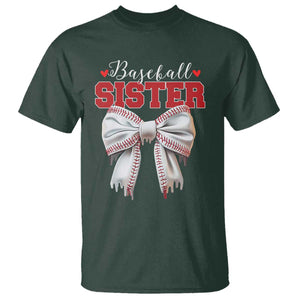 Baseball Sister T Shirt Soft Ball Game Day Dripping Ice Cream Coquette Bow TS02 Dark Forest Green Print Your Wear