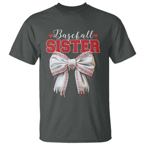 Baseball Sister T Shirt Soft Ball Game Day Dripping Ice Cream Coquette Bow TS02 Dark Heather Print Your Wear