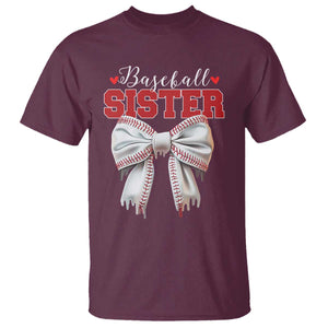 Baseball Sister T Shirt Soft Ball Game Day Dripping Ice Cream Coquette Bow TS02 Maroon Print Your Wear
