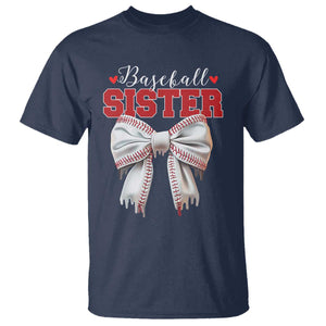 Baseball Sister T Shirt Soft Ball Game Day Dripping Ice Cream Coquette Bow TS02 Navy Print Your Wear