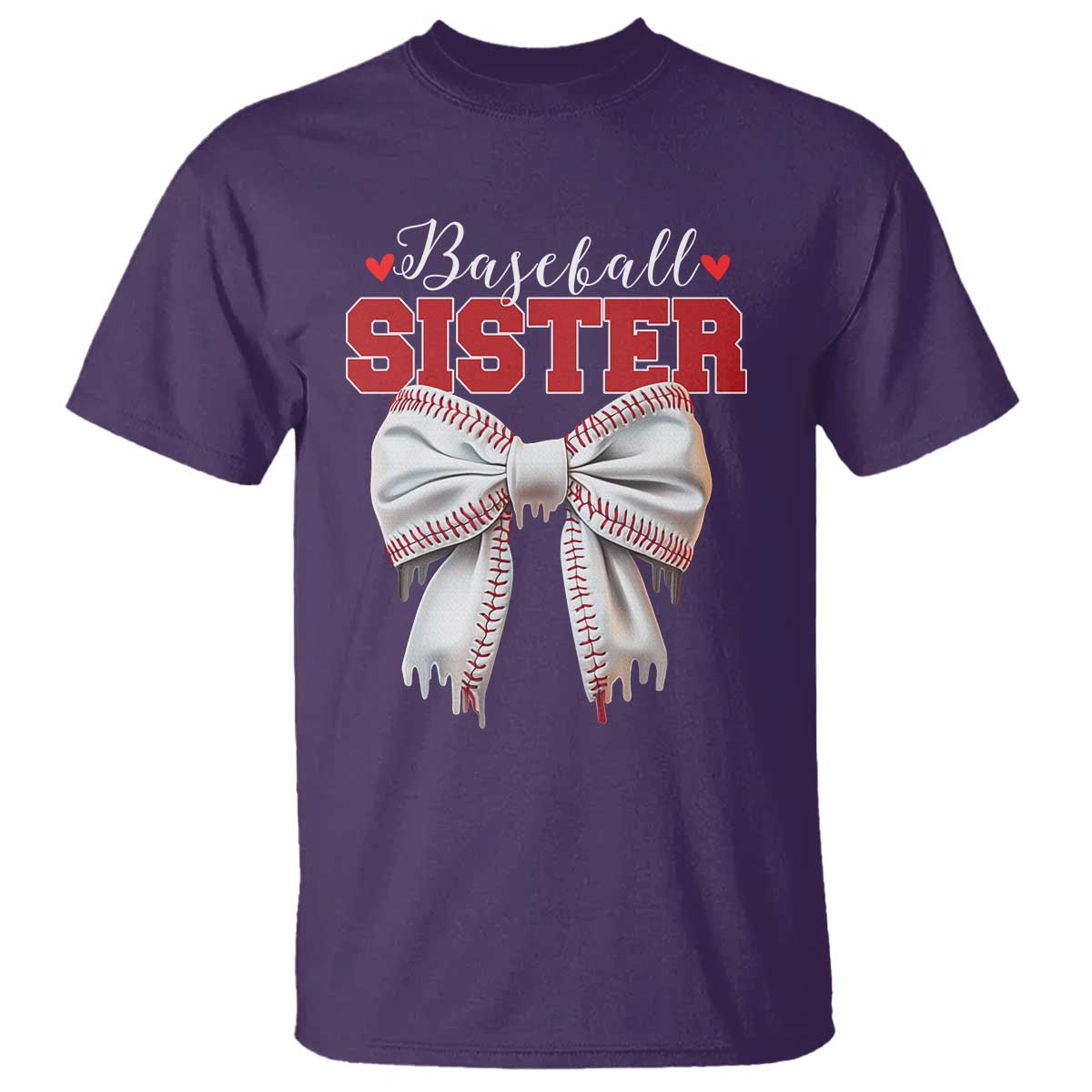 Baseball Sister T Shirt Soft Ball Game Day Dripping Ice Cream Coquette Bow TS02 Purple Print Your Wear