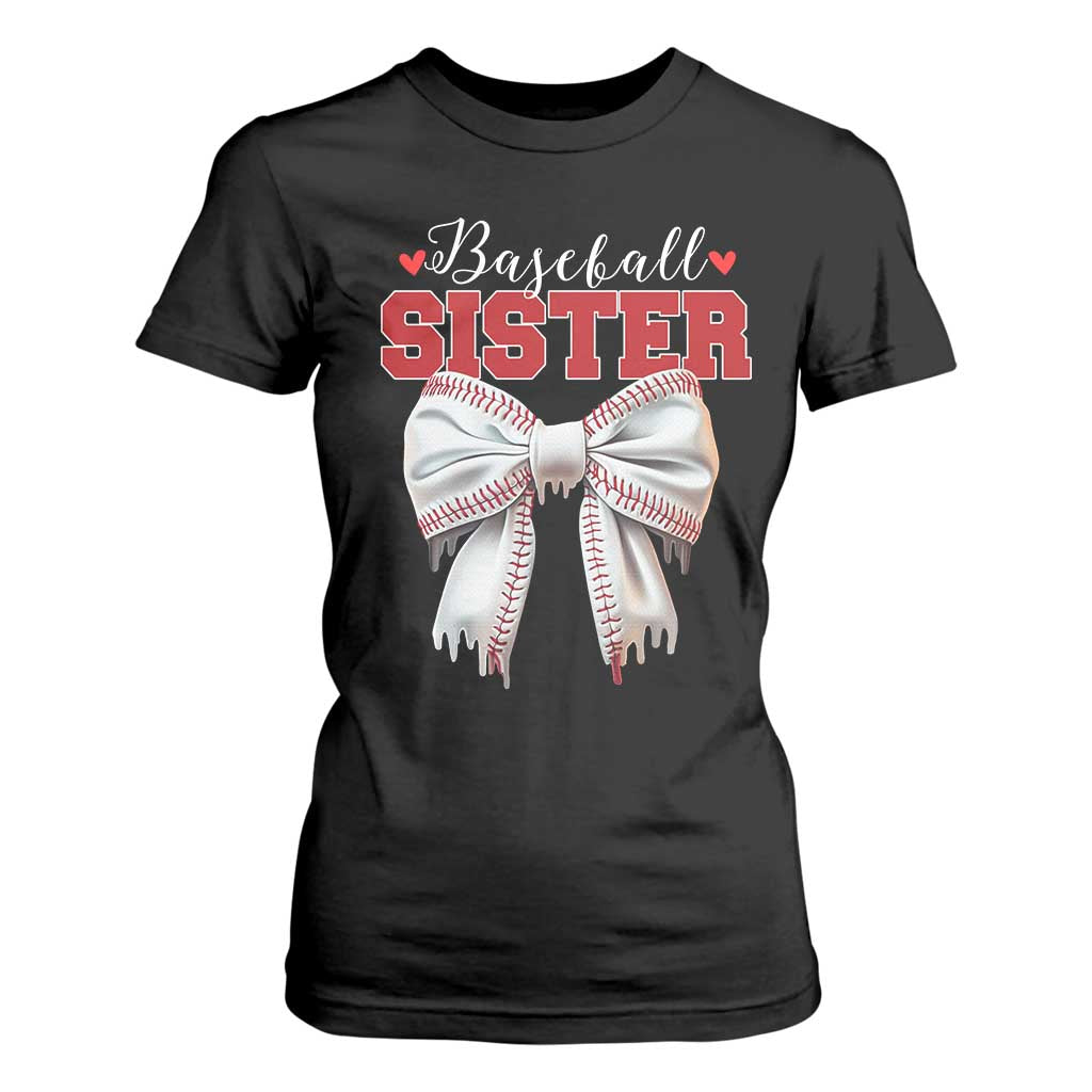 Baseball Sister T Shirt For Women Soft Ball Game Day Dripping Ice Cream Coquette Bow TS02 Black Print Your Wear