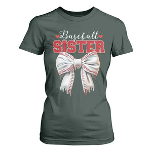 Baseball Sister T Shirt For Women Soft Ball Game Day Dripping Ice Cream Coquette Bow TS02 Dark Forest Green Print Your Wear