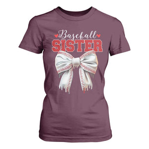 Baseball Sister T Shirt For Women Soft Ball Game Day Dripping Ice Cream Coquette Bow TS02 Maroon Print Your Wear