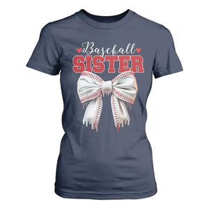 Baseball Sister T Shirt For Women Soft Ball Game Day Dripping Ice Cream Coquette Bow TS02 Navy Print Your Wear