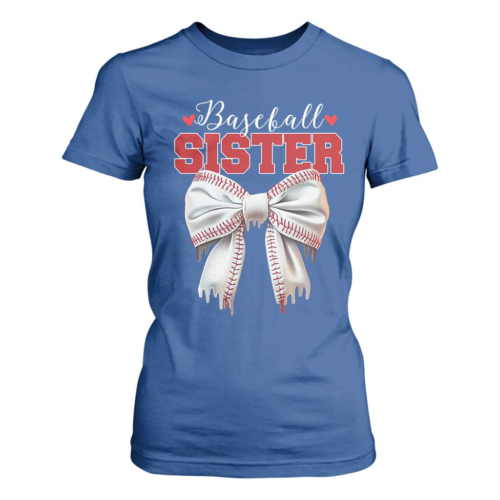 Baseball Sister T Shirt For Women Soft Ball Game Day Dripping Ice Cream Coquette Bow TS02 Royal Blue Print Your Wear