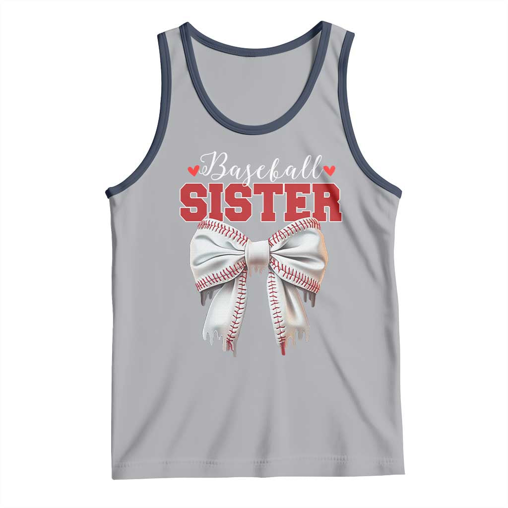Baseball Sister Tank Top Soft Ball Game Day Dripping Ice Cream Coquette Bow TS02 Athletic Heather Navy Print Your Wear