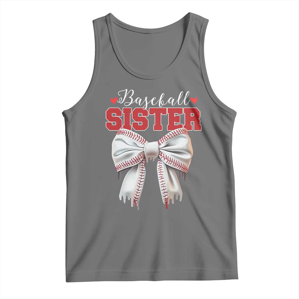 Baseball Sister Tank Top Soft Ball Game Day Dripping Ice Cream Coquette Bow TS02 Black Heather Print Your Wear