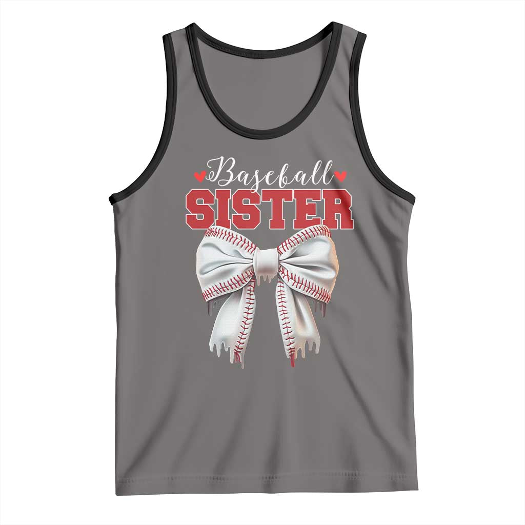 Baseball Sister Tank Top Soft Ball Game Day Dripping Ice Cream Coquette Bow TS02 Deep Heather Black Print Your Wear