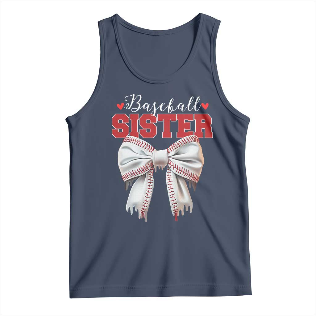 Baseball Sister Tank Top Soft Ball Game Day Dripping Ice Cream Coquette Bow TS02 Navy Print Your Wear