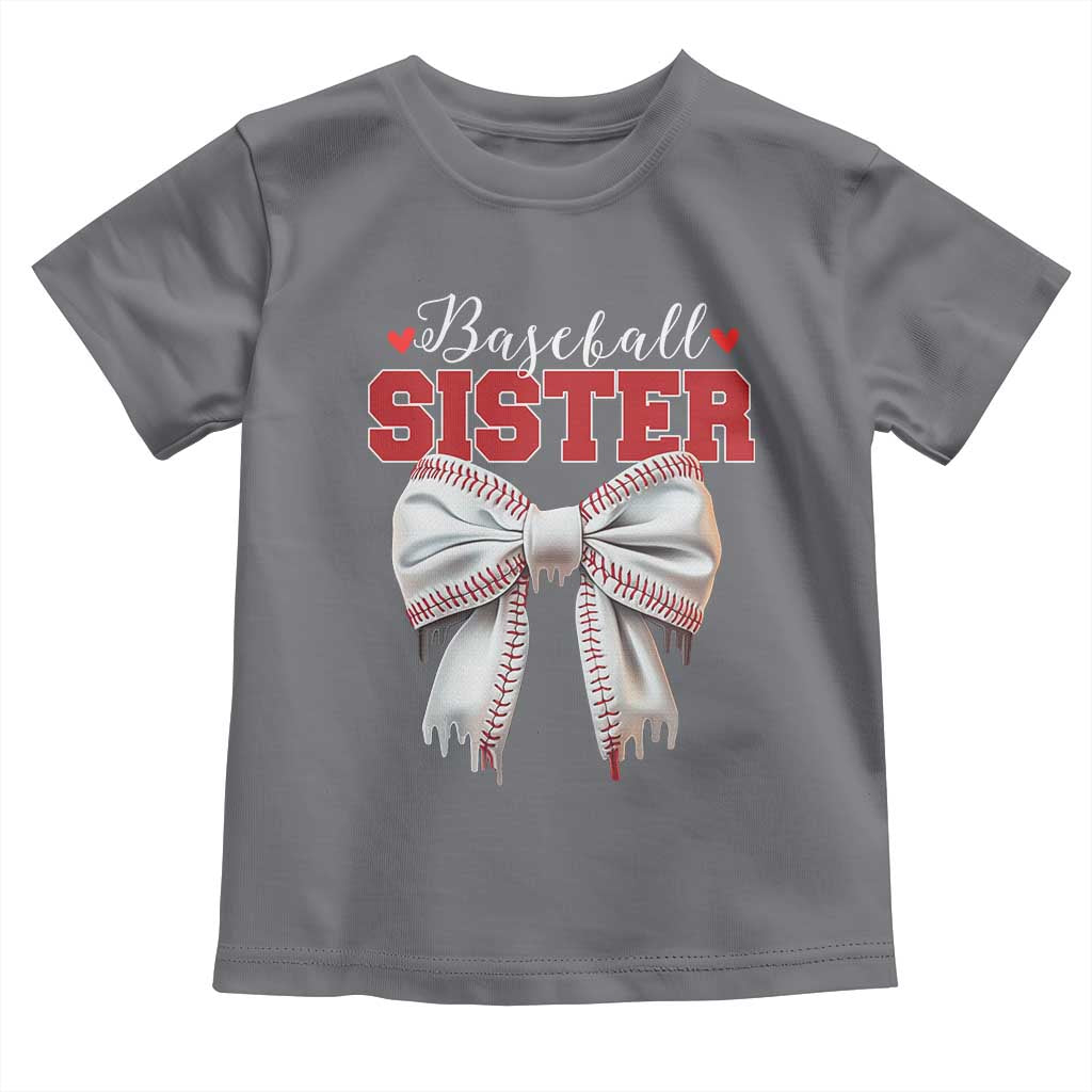 Baseball Sister Toddler T Shirt Soft Ball Game Day Dripping Ice Cream Coquette Bow TS02 Charcoal Print Your Wear