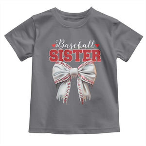 Baseball Sister Toddler T Shirt Soft Ball Game Day Dripping Ice Cream Coquette Bow TS02 Charcoal Print Your Wear