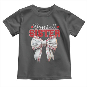 Baseball Sister Toddler T Shirt Soft Ball Game Day Dripping Ice Cream Coquette Bow TS02 Dark Heather Print Your Wear