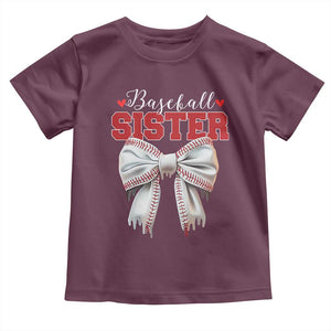 Baseball Sister Toddler T Shirt Soft Ball Game Day Dripping Ice Cream Coquette Bow TS02 Maroon Print Your Wear