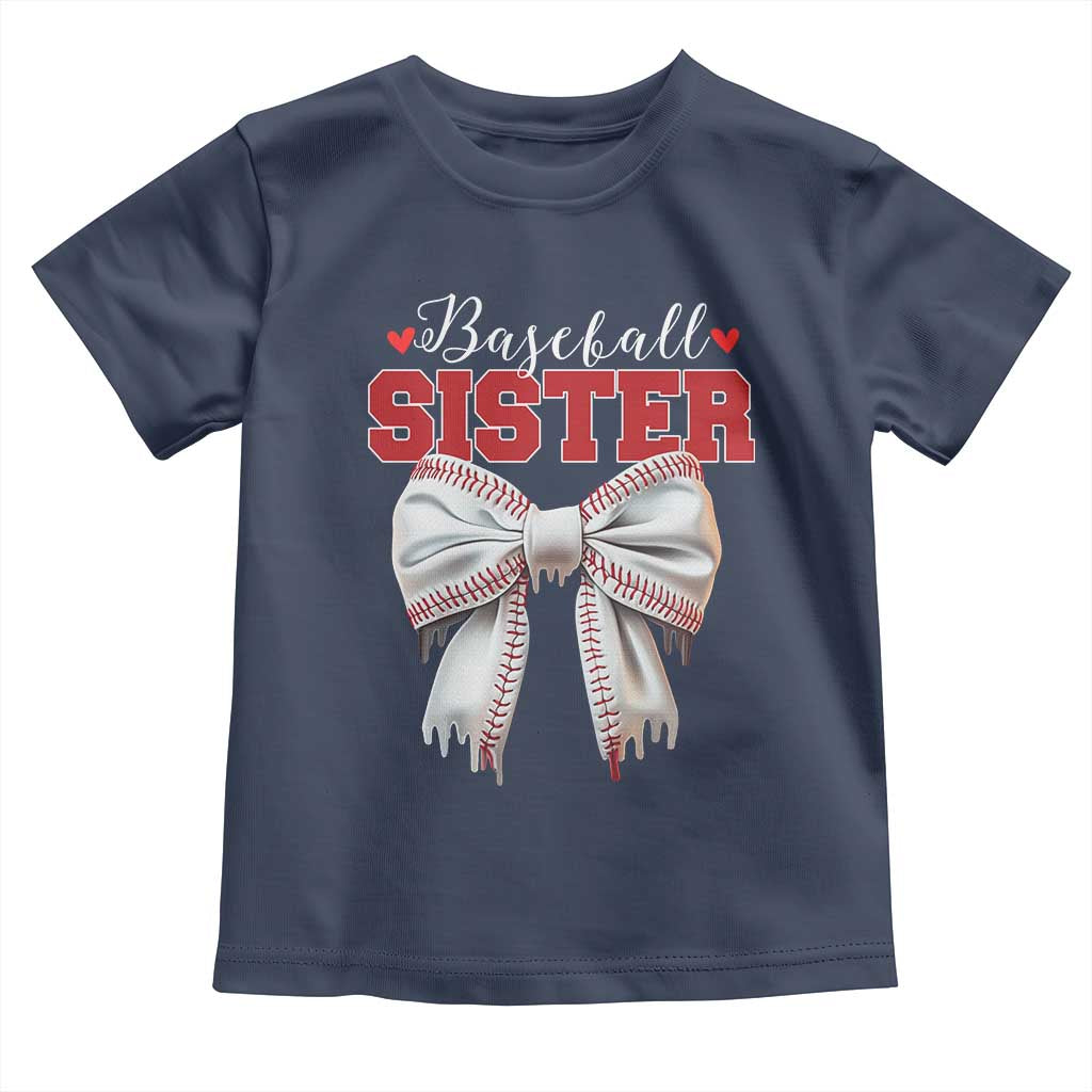 Baseball Sister Toddler T Shirt Soft Ball Game Day Dripping Ice Cream Coquette Bow TS02 Navy Print Your Wear