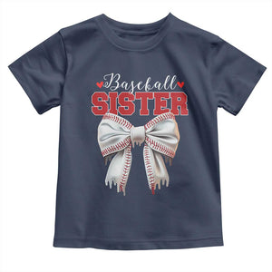 Baseball Sister Toddler T Shirt Soft Ball Game Day Dripping Ice Cream Coquette Bow TS02 Navy Print Your Wear
