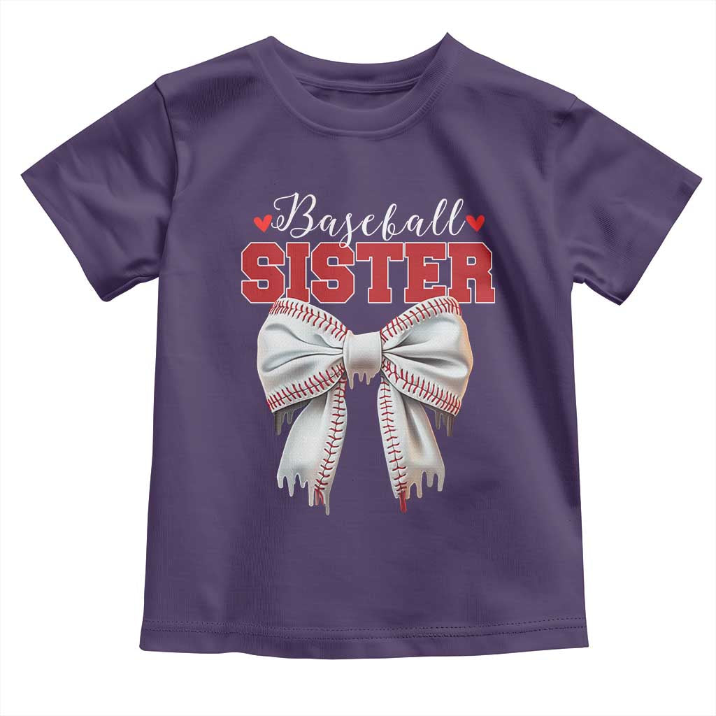 Baseball Sister Toddler T Shirt Soft Ball Game Day Dripping Ice Cream Coquette Bow TS02 Purple Print Your Wear