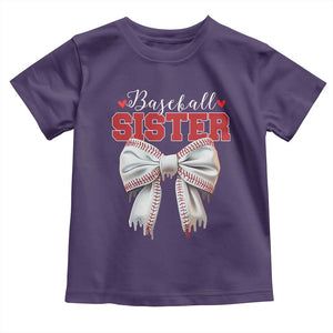 Baseball Sister Toddler T Shirt Soft Ball Game Day Dripping Ice Cream Coquette Bow TS02 Purple Print Your Wear