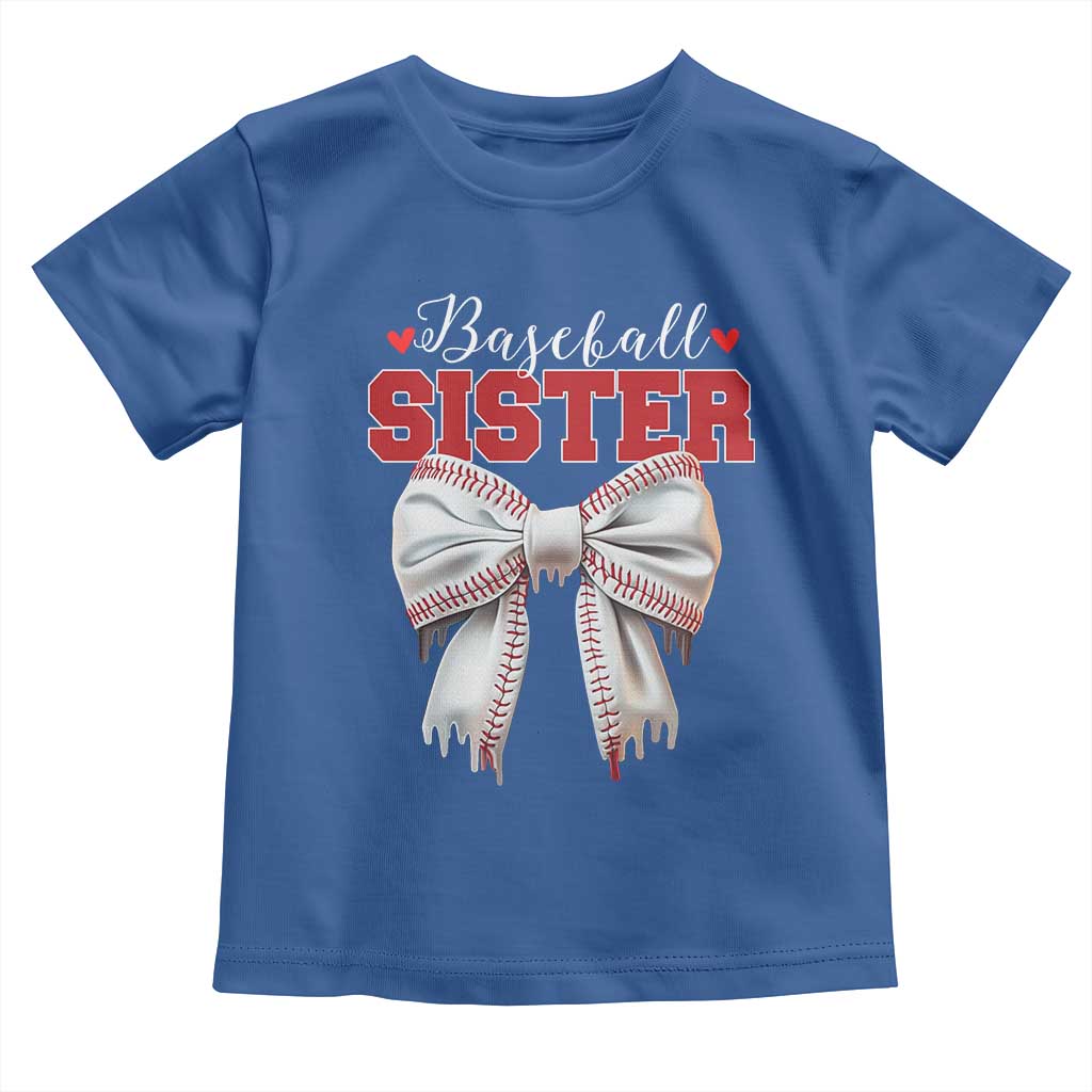 Baseball Sister Toddler T Shirt Soft Ball Game Day Dripping Ice Cream Coquette Bow TS02 Royal Blue Print Your Wear