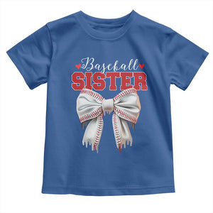 Baseball Sister Toddler T Shirt Soft Ball Game Day Dripping Ice Cream Coquette Bow TS02 Royal Blue Print Your Wear