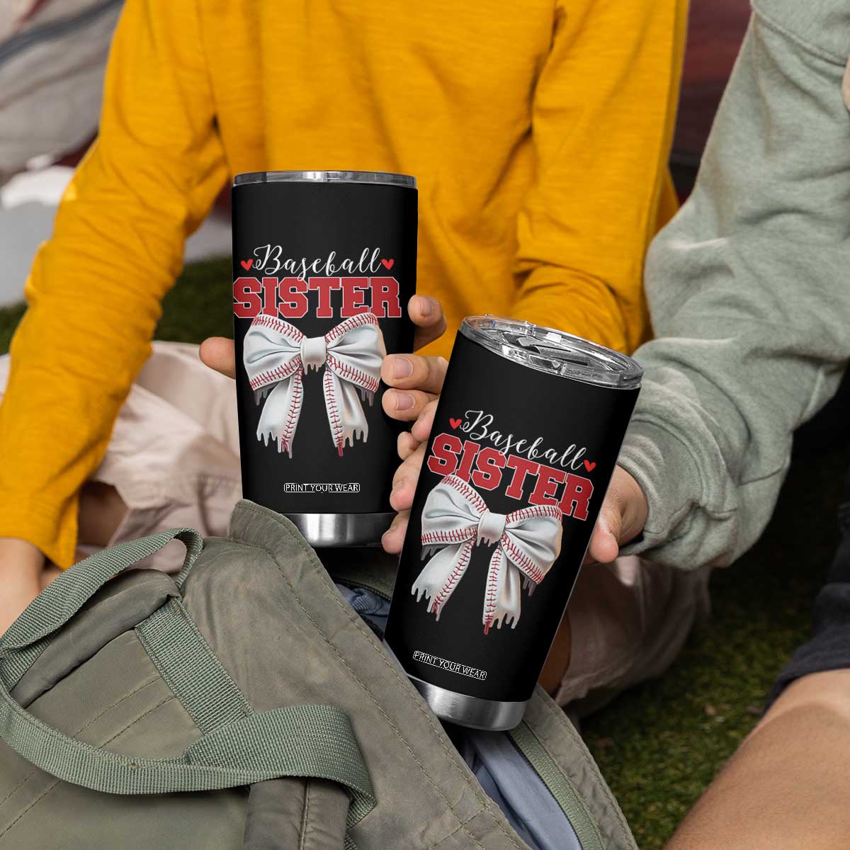 Baseball Sister Tumbler Cup Soft Ball Game Day Dripping Ice Cream Coquette Bow TS02 Print Your Wear