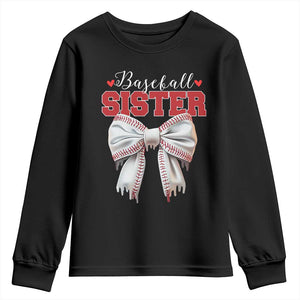 Baseball Sister Youth Sweatshirt Soft Ball Game Day Dripping Ice Cream Coquette Bow TS02 Black Print Your Wear