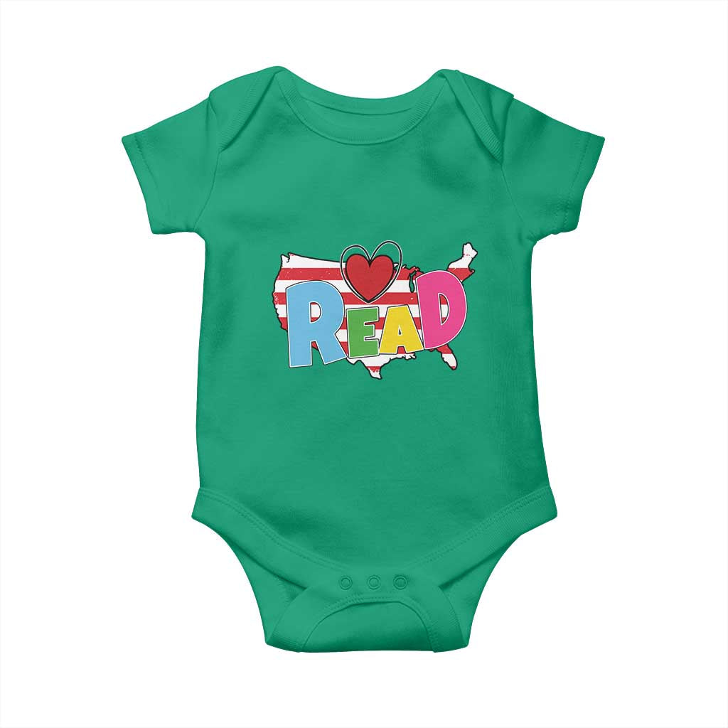 Read Lover America Map Baby Onesie National Reading Month Bookish Book Lovers TS02 Irish Green Print Your Wear