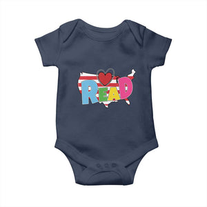 Read Lover America Map Baby Onesie National Reading Month Bookish Book Lovers TS02 Navy Print Your Wear