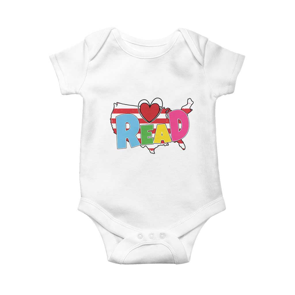 Read Lover America Map Baby Onesie National Reading Month Bookish Book Lovers TS02 White Print Your Wear