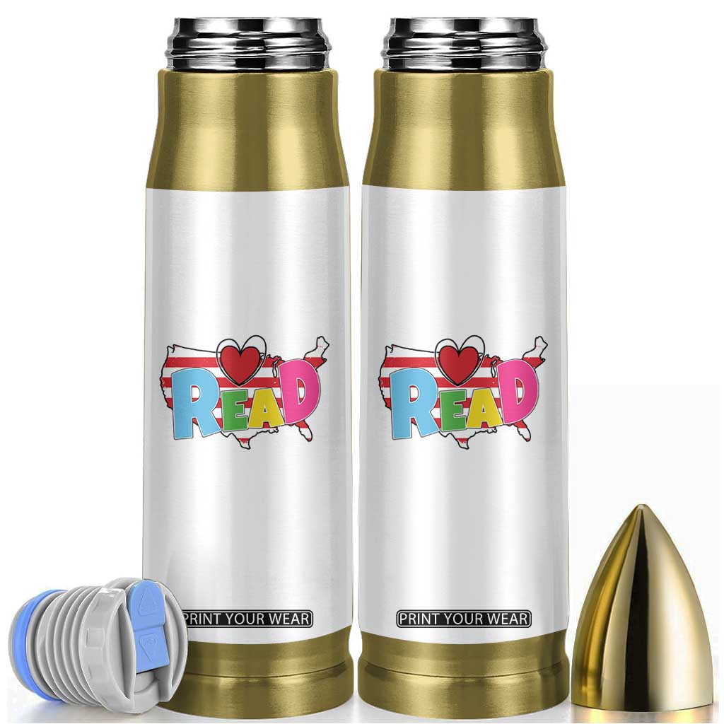 Read Lover America Map Bullet Tumbler National Reading Month Bookish Book Lovers TS02 White Print Your Wear