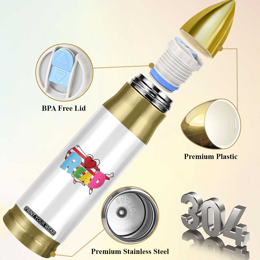 Read Lover America Map Bullet Tumbler National Reading Month Bookish Book Lovers TS02 Print Your Wear