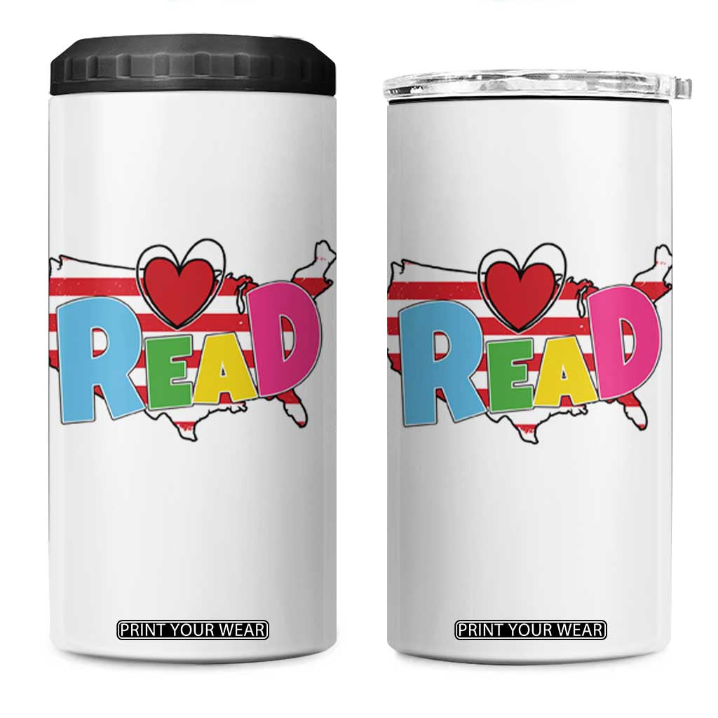 Read Lover America Map 4 in 1 Can Cooler Tumbler National Reading Month Bookish Book Lovers TS02 One Size: 16 oz White Print Your Wear