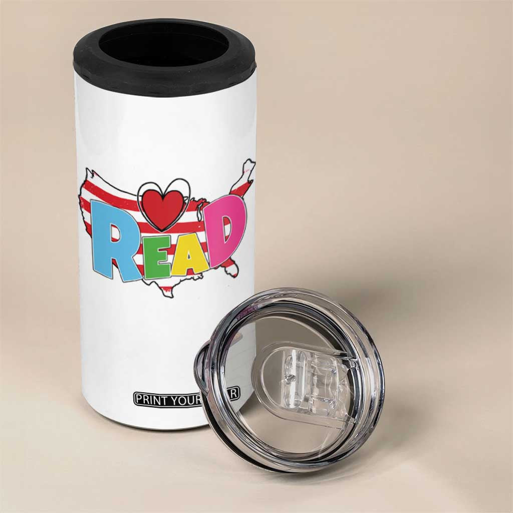 Read Lover America Map 4 in 1 Can Cooler Tumbler National Reading Month Bookish Book Lovers TS02 Print Your Wear