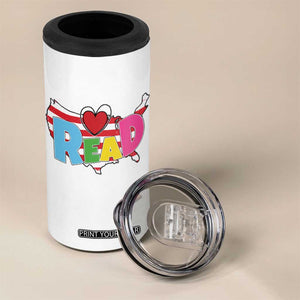 Read Lover America Map 4 in 1 Can Cooler Tumbler National Reading Month Bookish Book Lovers TS02 Print Your Wear