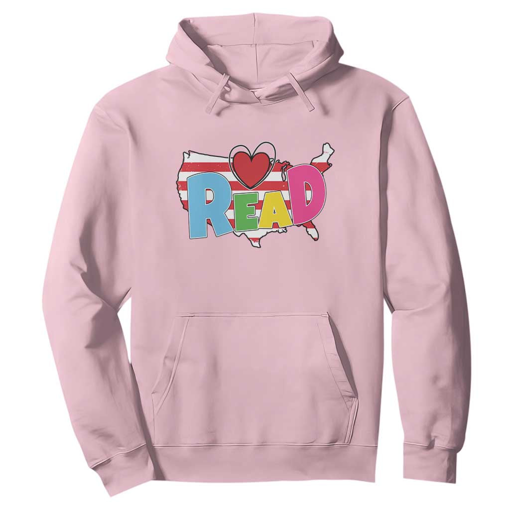 Read Lover America Map Hoodie National Reading Month Bookish Book Lovers TS02 Light Pink Print Your Wear