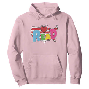 Read Lover America Map Hoodie National Reading Month Bookish Book Lovers TS02 Light Pink Print Your Wear