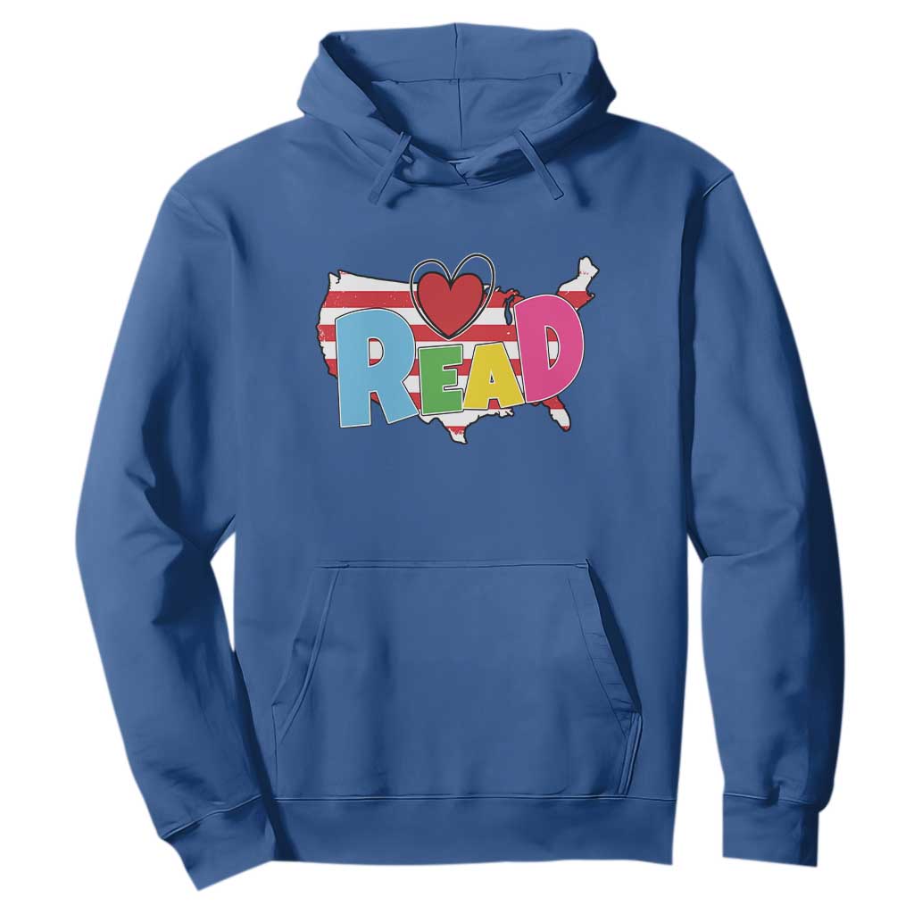 Read Lover America Map Hoodie National Reading Month Bookish Book Lovers TS02 Royal Blue Print Your Wear