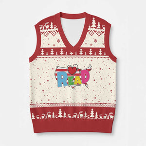 Read Lover America Map V-Neck Knit Sweater Vest National Reading Month Bookish Book Lovers TS02 Beige Red Print Your Wear