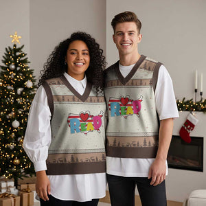 Read Lover America Map V-Neck Knit Sweater Vest National Reading Month Bookish Book Lovers TS02 Mocha Mousse Print Your Wear