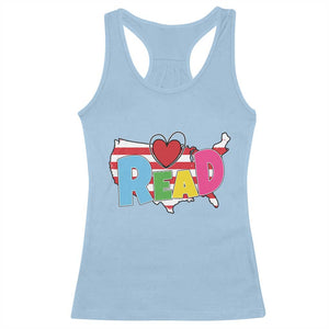 Read Lover America Map Racerback Tank Top National Reading Month Bookish Book Lovers TS02 Light Blue Print Your Wear