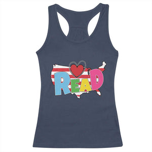 Read Lover America Map Racerback Tank Top National Reading Month Bookish Book Lovers TS02 Navy Print Your Wear