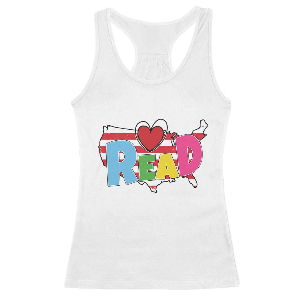 Read Lover America Map Racerback Tank Top National Reading Month Bookish Book Lovers TS02 White Print Your Wear
