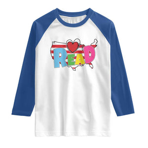 Read Lover America Map Raglan Shirt National Reading Month Bookish Book Lovers TS02 White Royal Print Your Wear