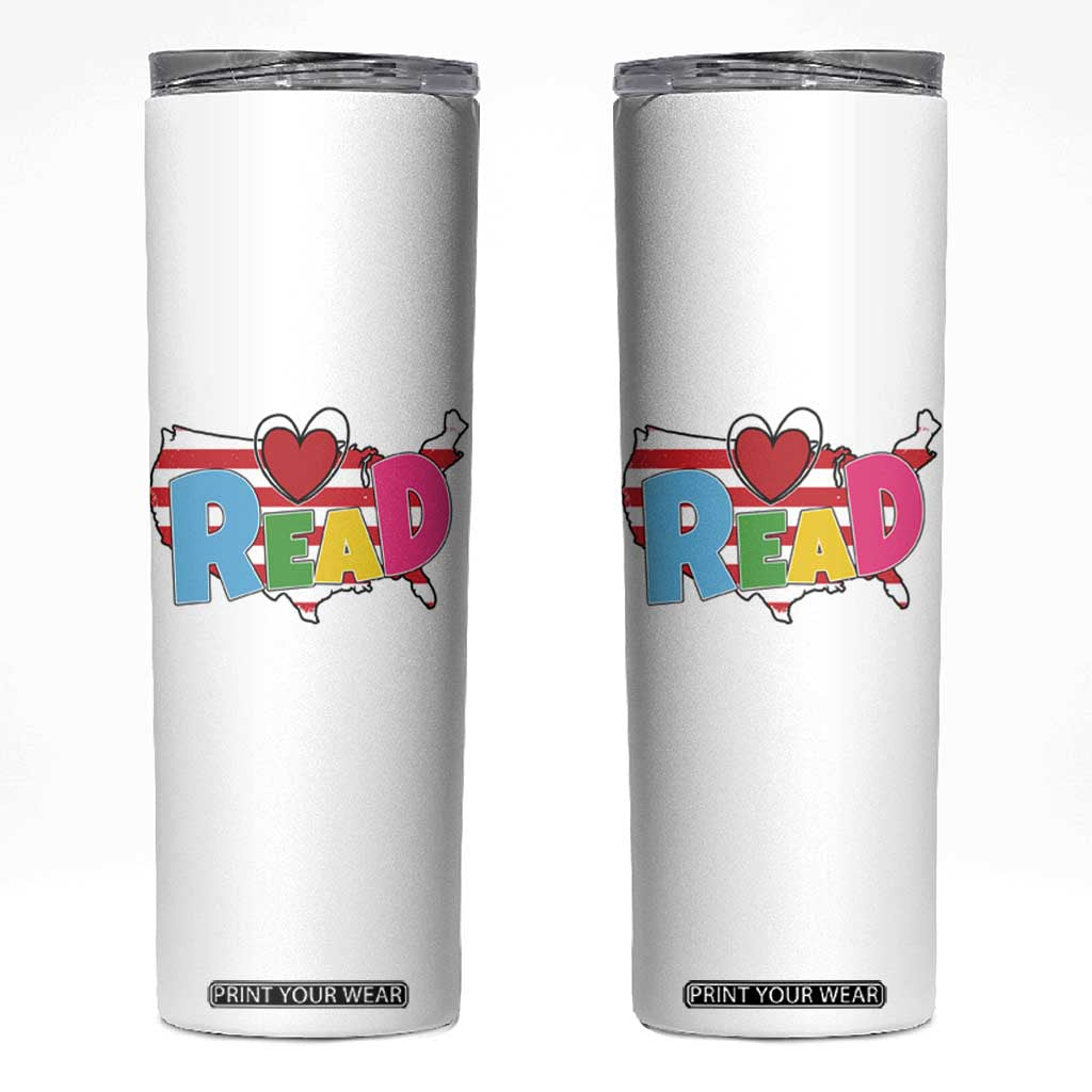 Read Lover America Map Skinny Tumbler National Reading Month Bookish Book Lovers TS02 White Print Your Wear