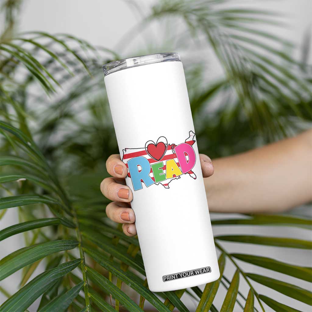 Read Lover America Map Skinny Tumbler National Reading Month Bookish Book Lovers TS02 Print Your Wear