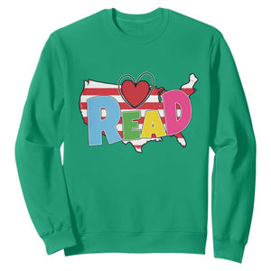 Read Lover America Map Sweatshirt National Reading Month Bookish Book Lovers TS02 Irish Green Print Your Wear