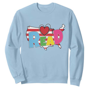 Read Lover America Map Sweatshirt National Reading Month Bookish Book Lovers TS02 Light Blue Print Your Wear